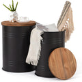 Set of 2 Farmhouse Storage End Tables, Black