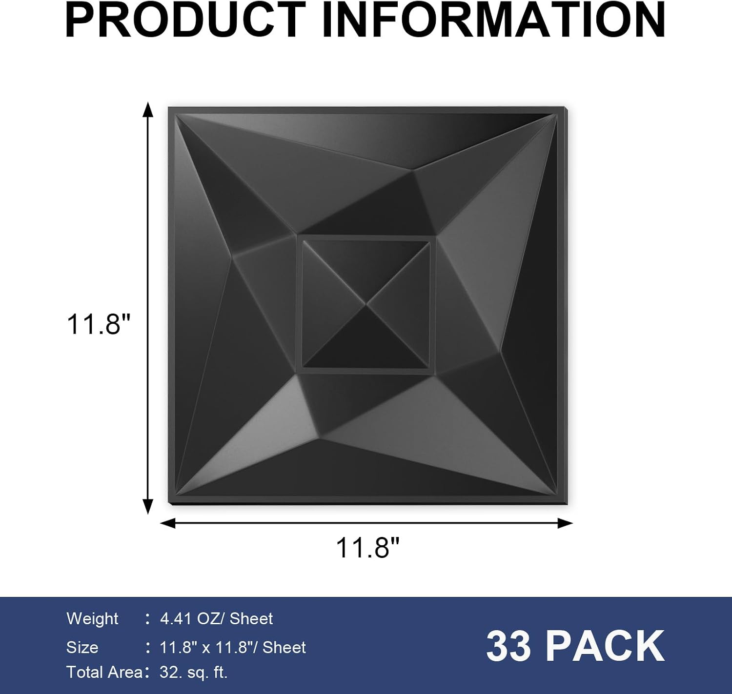 33 Pack Black PVC 3D Geometric Wall Panels
