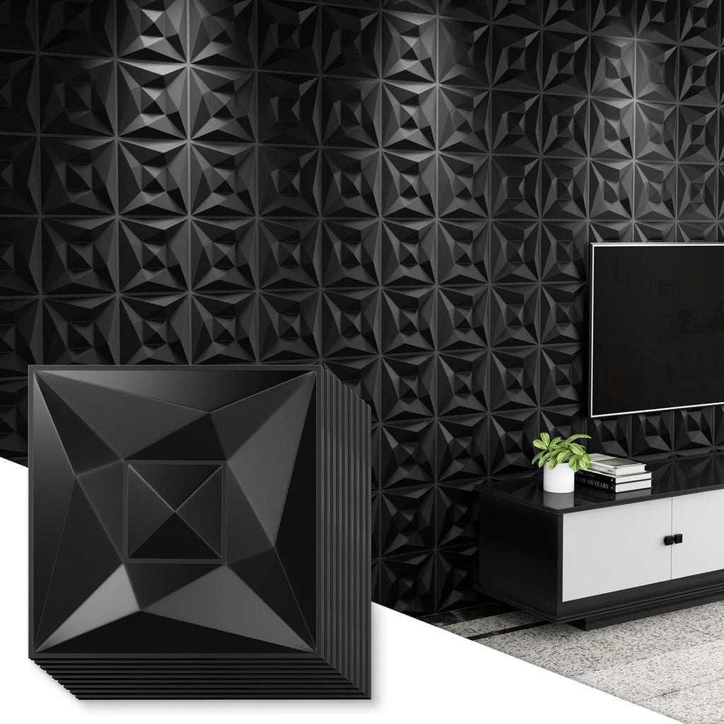 33 Pack Black PVC 3D Geometric Wall Panels
