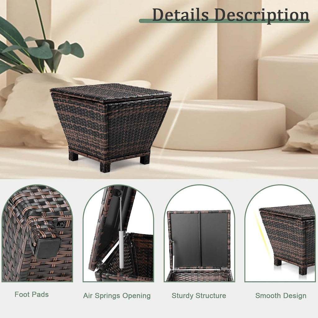 Trapezoidal Wicker Storage Side Table, Brown