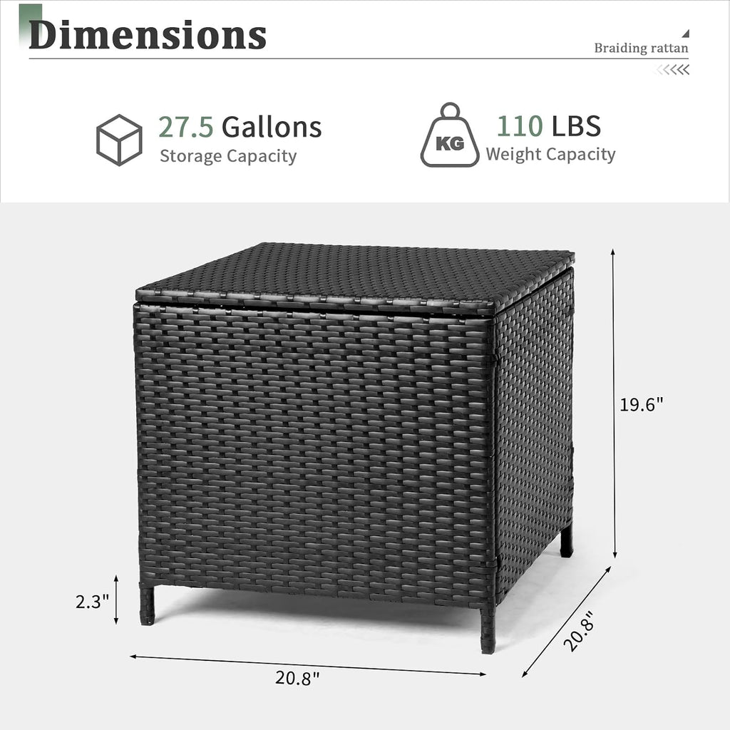 Brown Rattan Outdoor Storage Side Table, 27 Gallon
