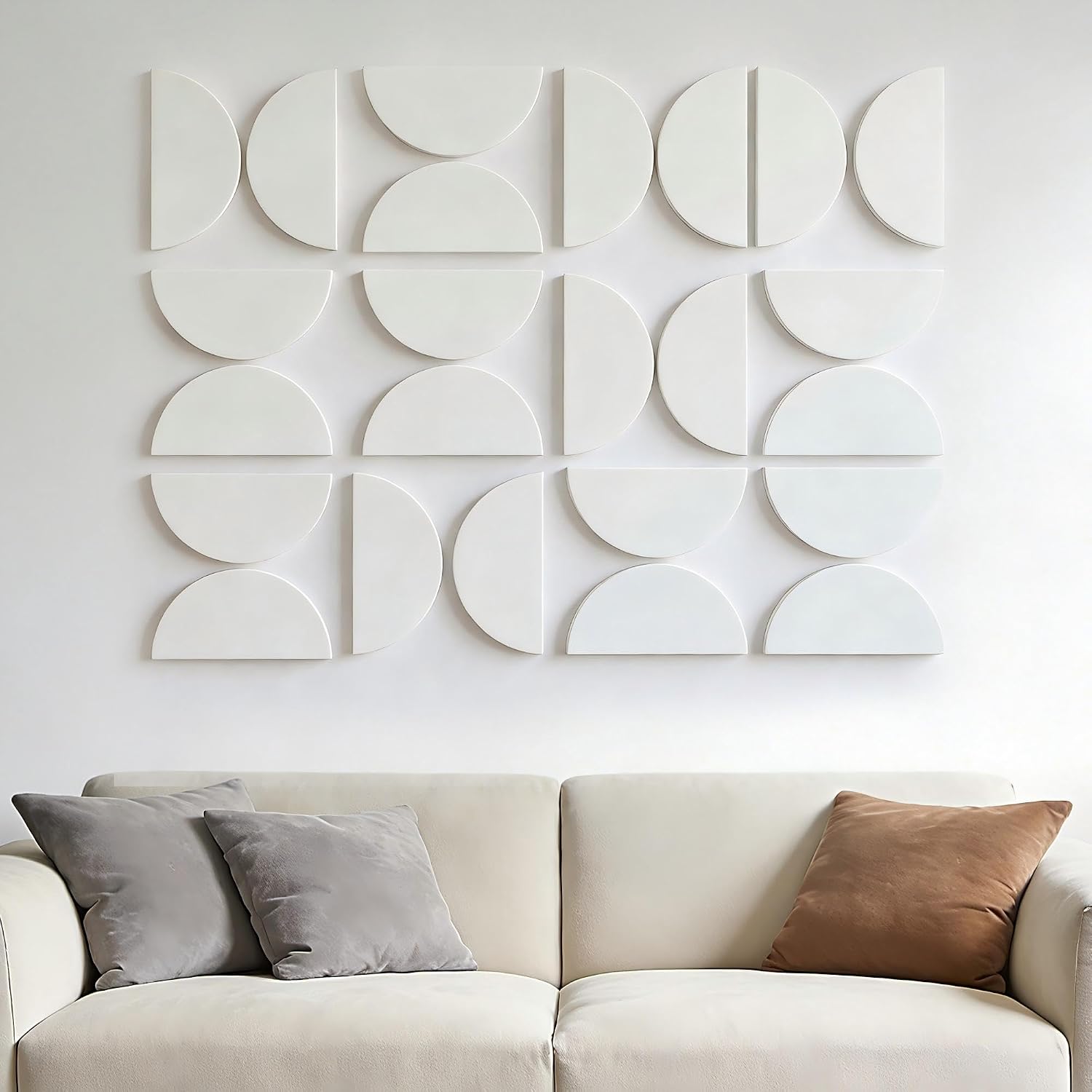 24 Pack Half Circles 3D Wall Panels, White