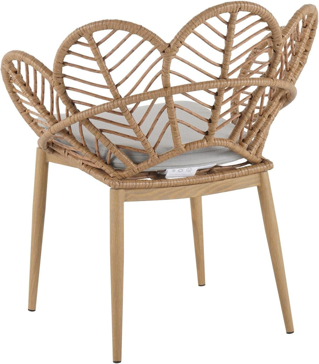Set of 2 Outdoor Wicker Dining Chairs, Light Teak