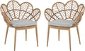 Set of 2 Outdoor Wicker Dining Chairs, Light Teak