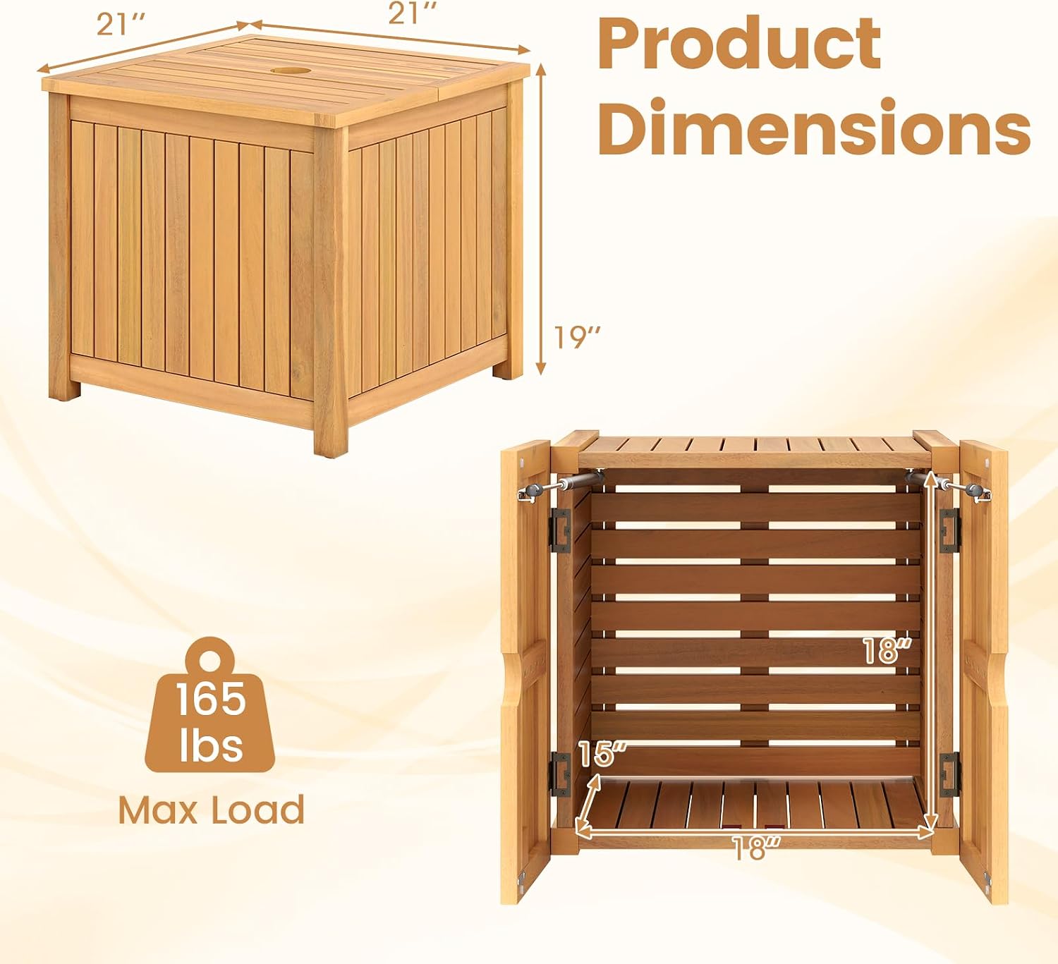 Acacia Wood Storage Side Table With Umbrella Hole