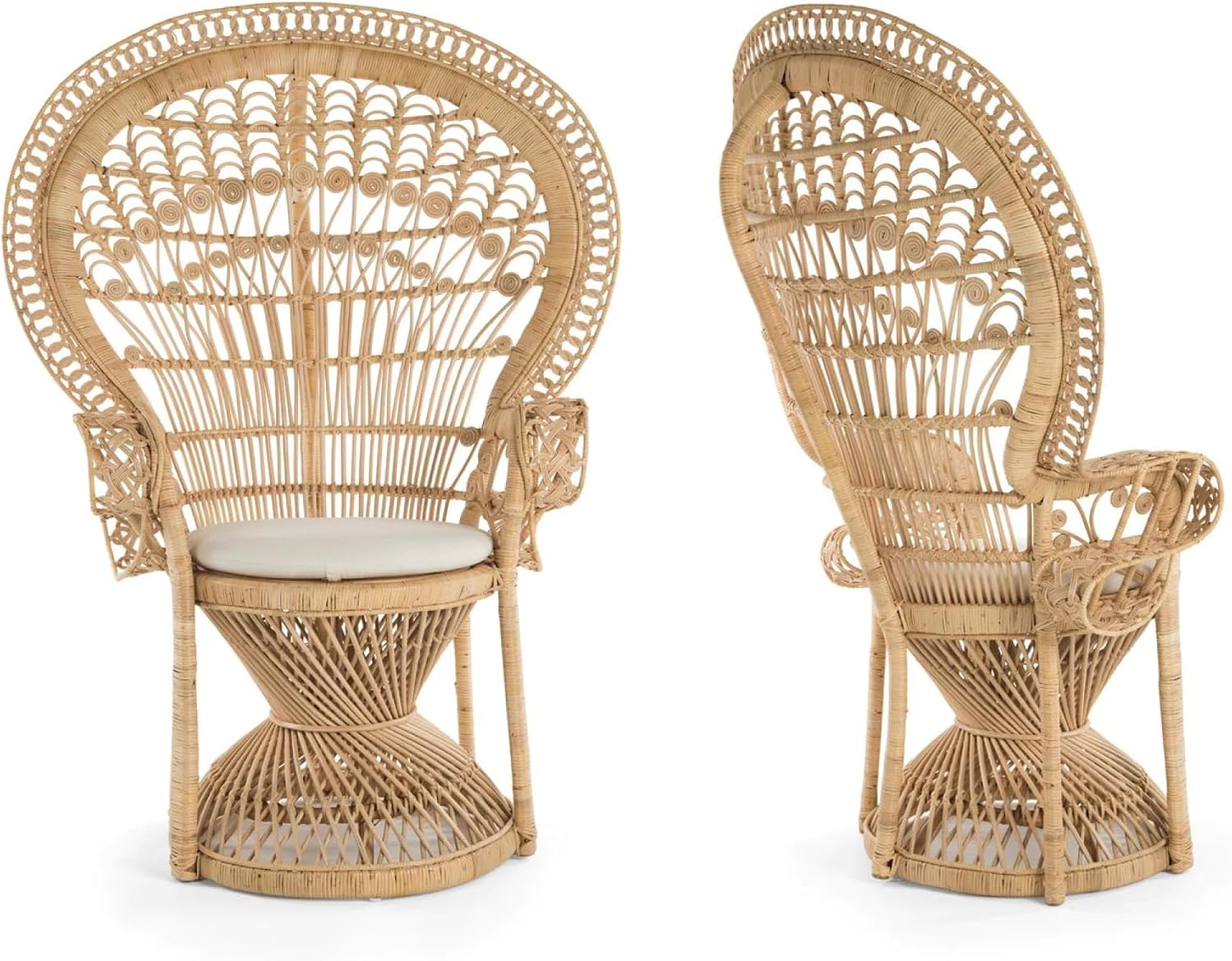 Grand Peacock Rattan Accent Chair, Natural