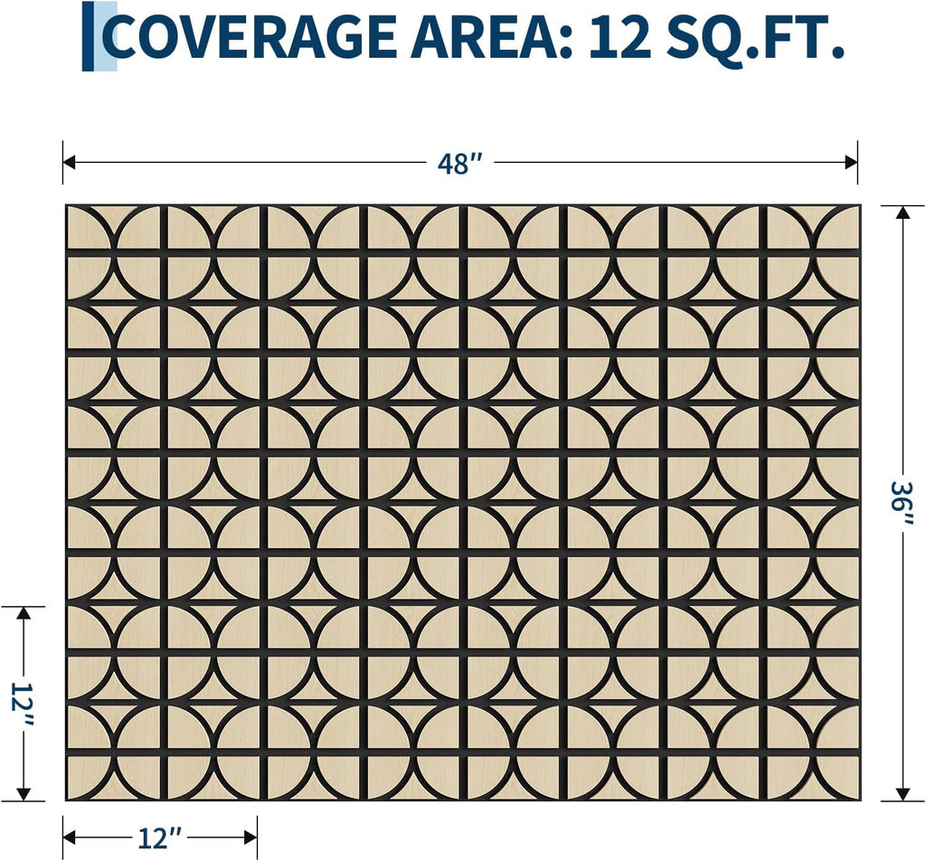 12 Pack Wood Acoustic Wall Panels, Walnut