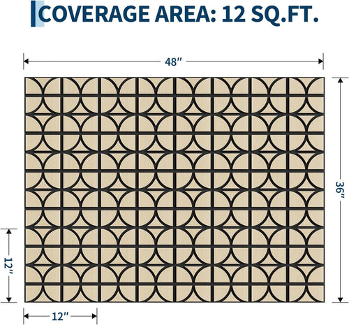 12 Pack Wood Acoustic Wall Panels, Walnut