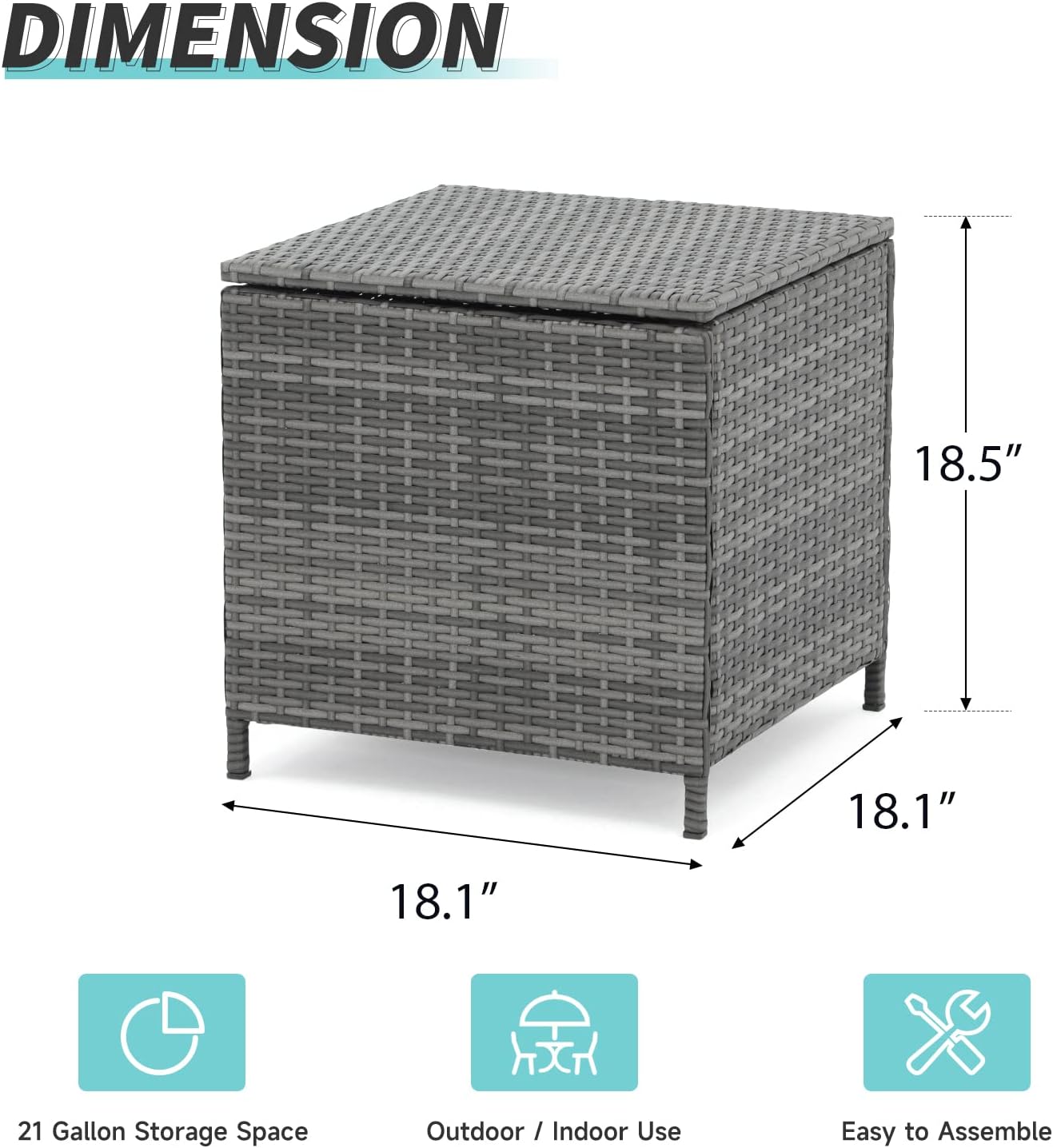 Garden Square Rattan Storage End Table