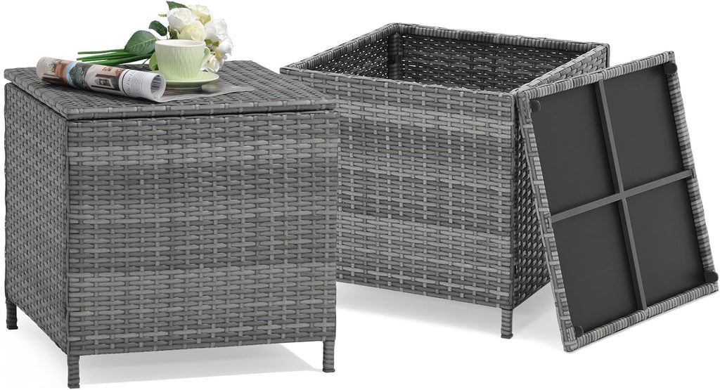 Garden Square Rattan Storage End Table