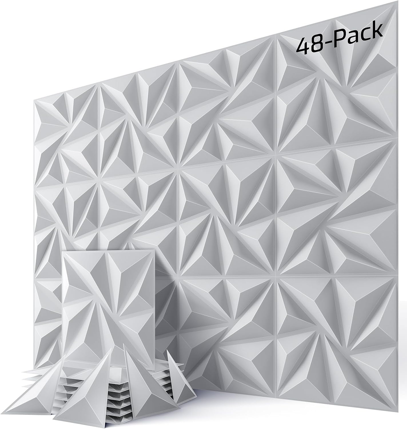 48 Pack White PVC 3D Geometric Wall Panels