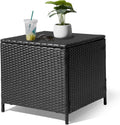 Brown Rattan Outdoor Storage Side Table, 27 Gallon