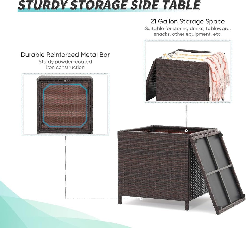 Garden Square Rattan Storage Side Table