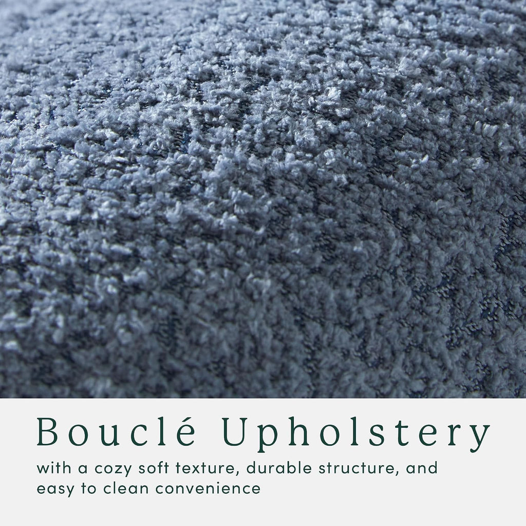 Linley Bouclé Storage Ottoman, Soft Blue