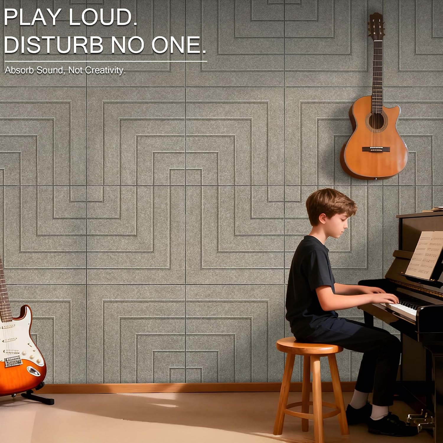 6 Pack Self Adhesive Acoustic Wall Panels, Brown