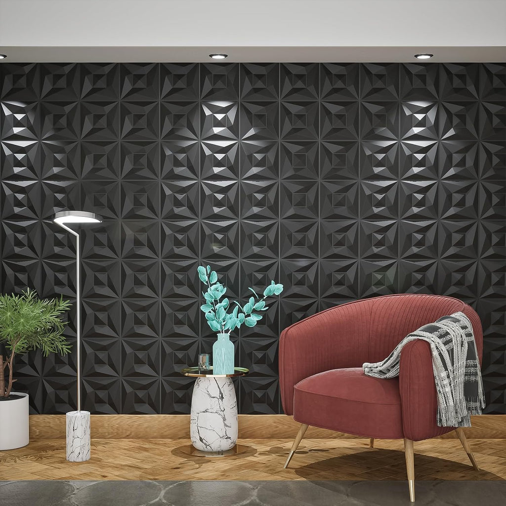 33 Pack Black PVC 3D Geometric Wall Panels