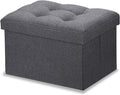 Folding Linen Storage Ottoman, Dark Gray
