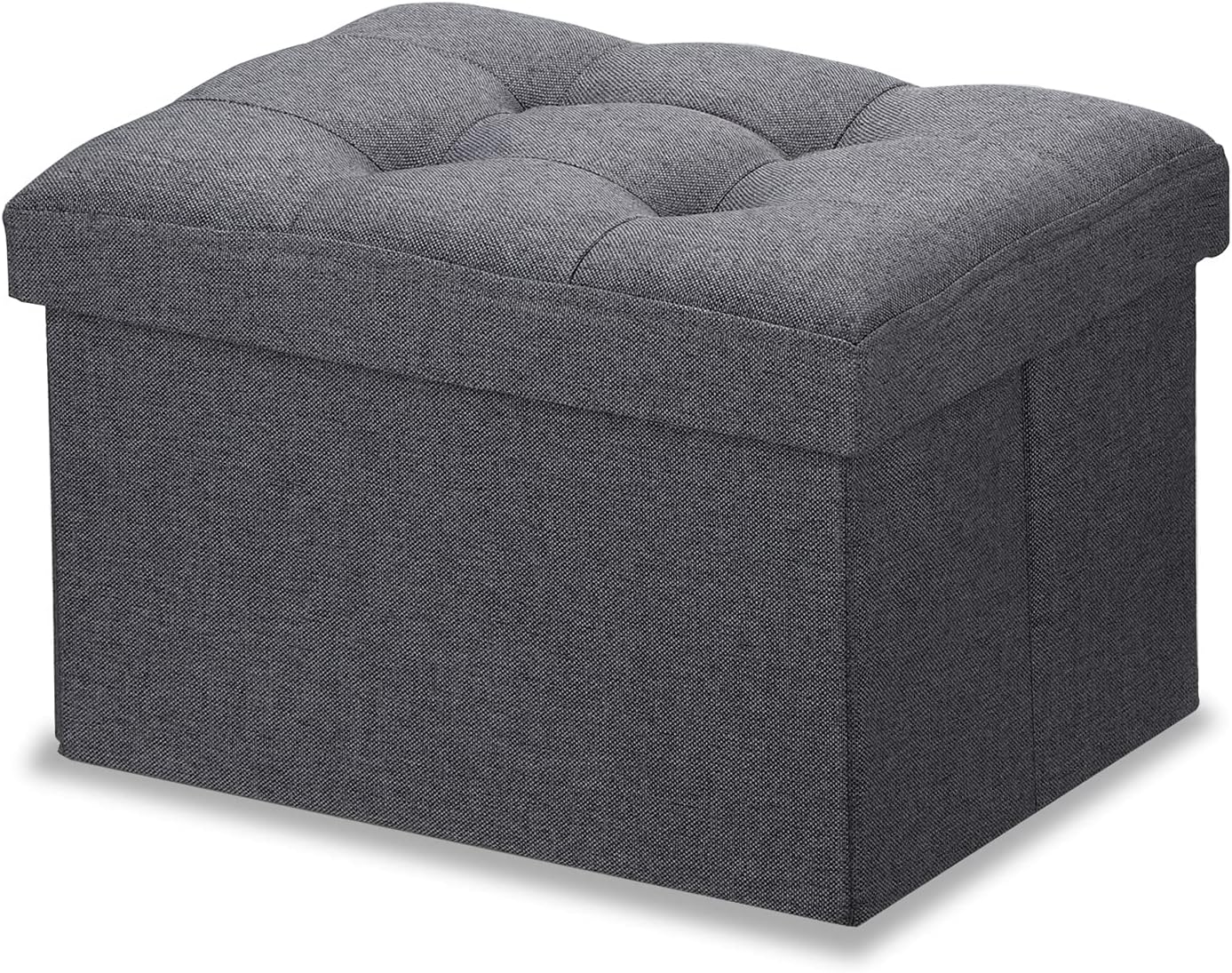 Folding Linen Storage Ottoman, Dark Gray