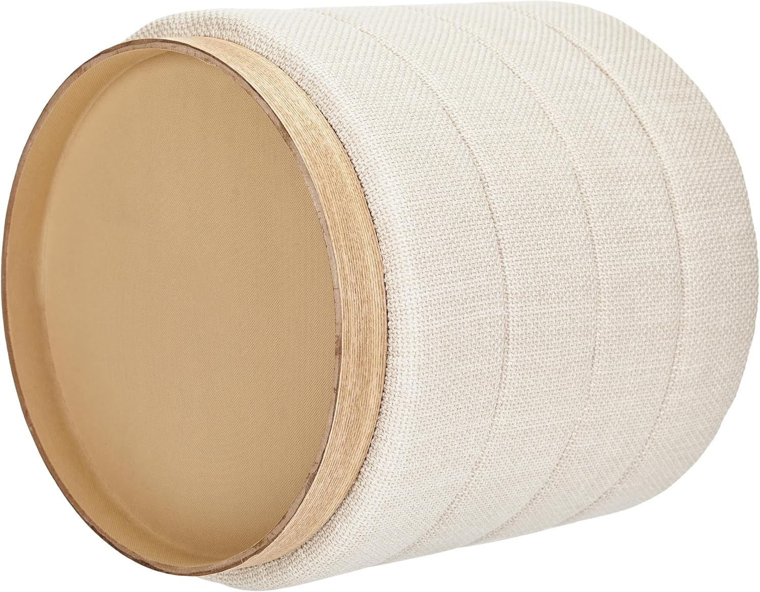 16" Round Linen Storage Ottoman, Beige