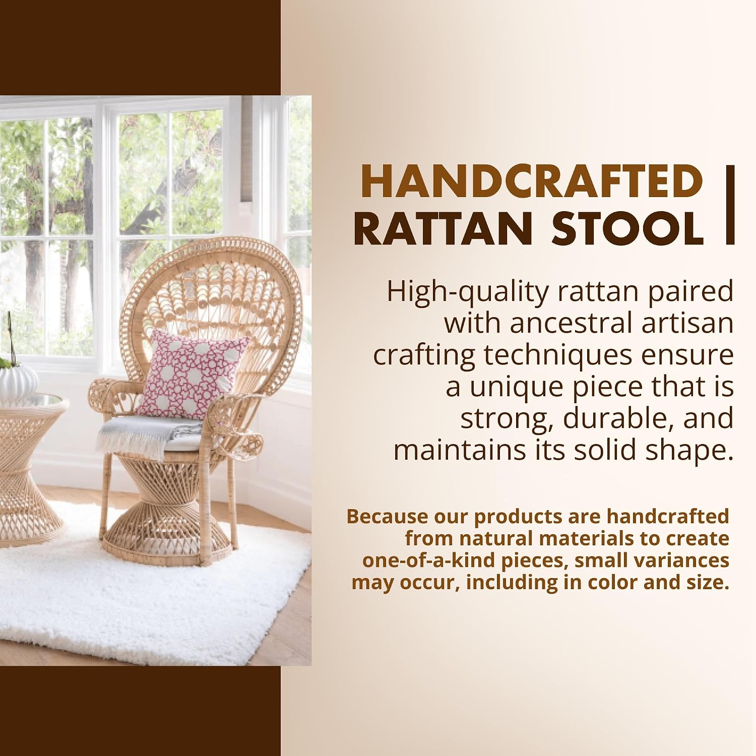Grand Peacock Rattan Accent Chair, Natural