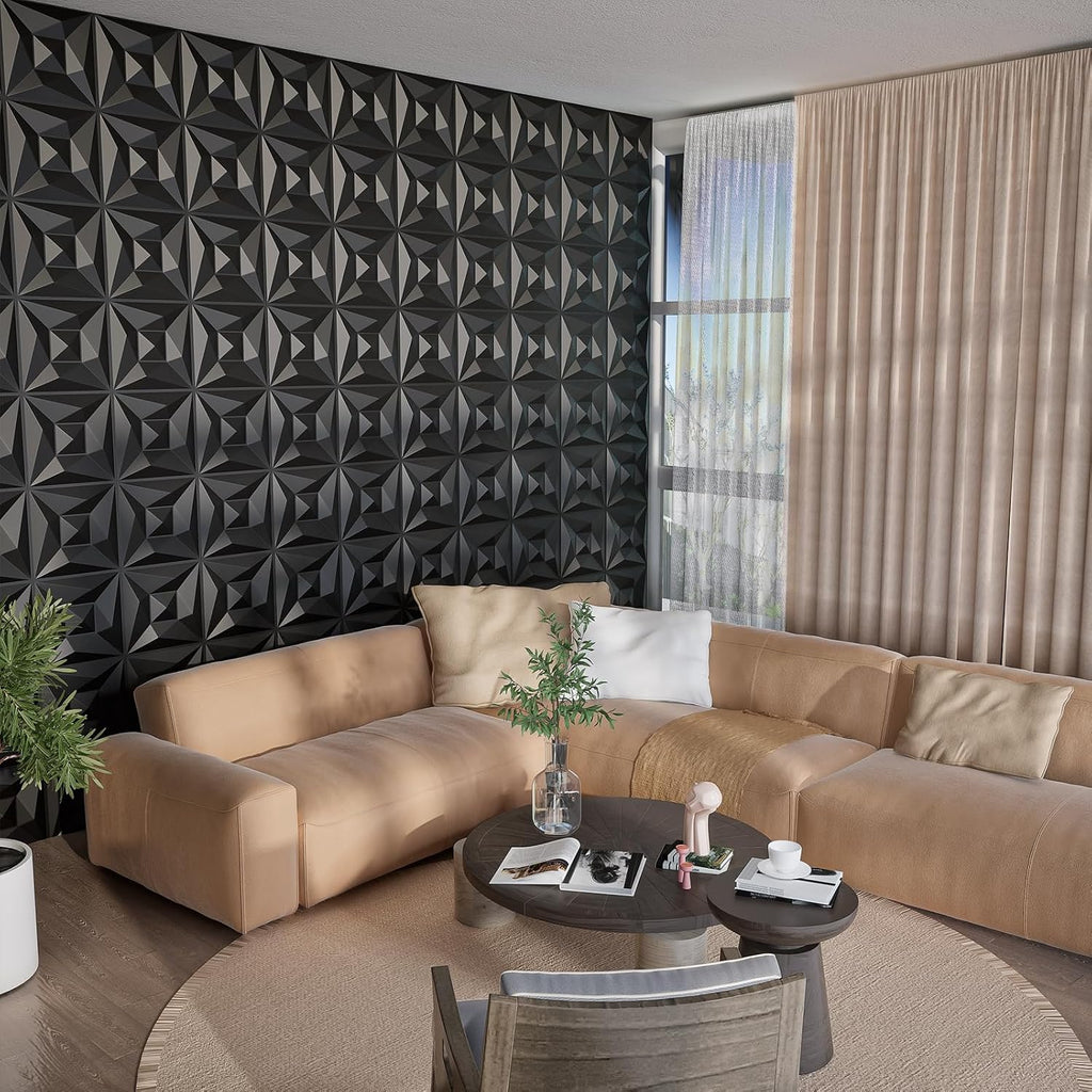 33 Pack Black PVC 3D Geometric Wall Panels