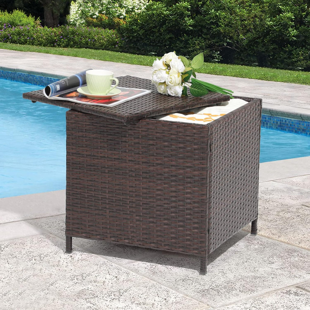 Garden Square Rattan Storage Side Table