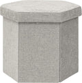 Hexagonal Chenille Storage Ottoman, White