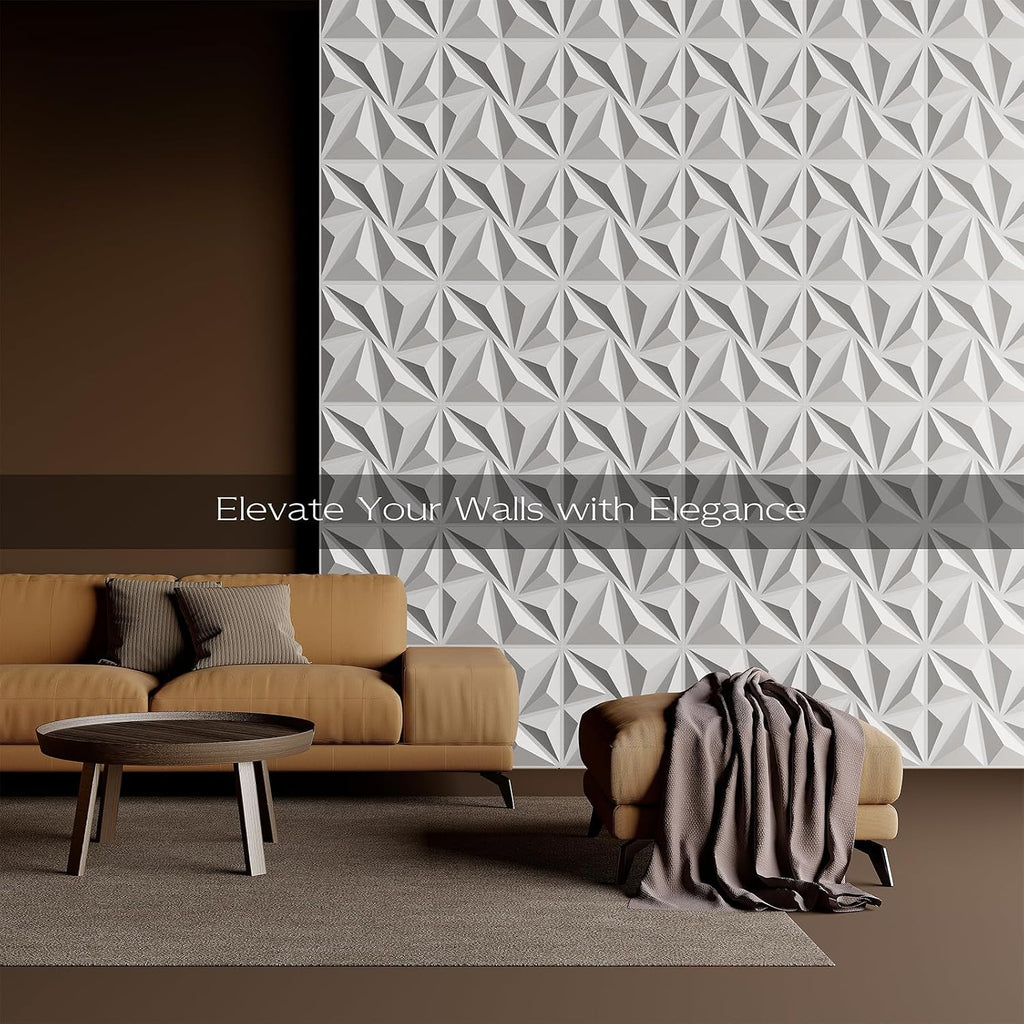 48 Pack White PVC 3D Geometric Wall Panels