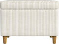 24" Storage Ottoman, Cream Pinstripe