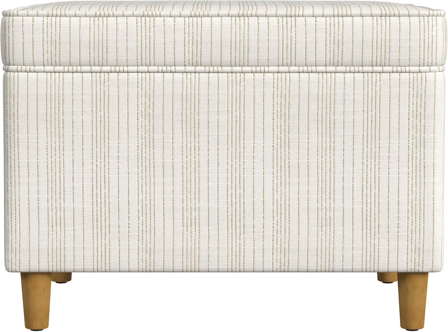 24" Storage Ottoman, Cream Pinstripe