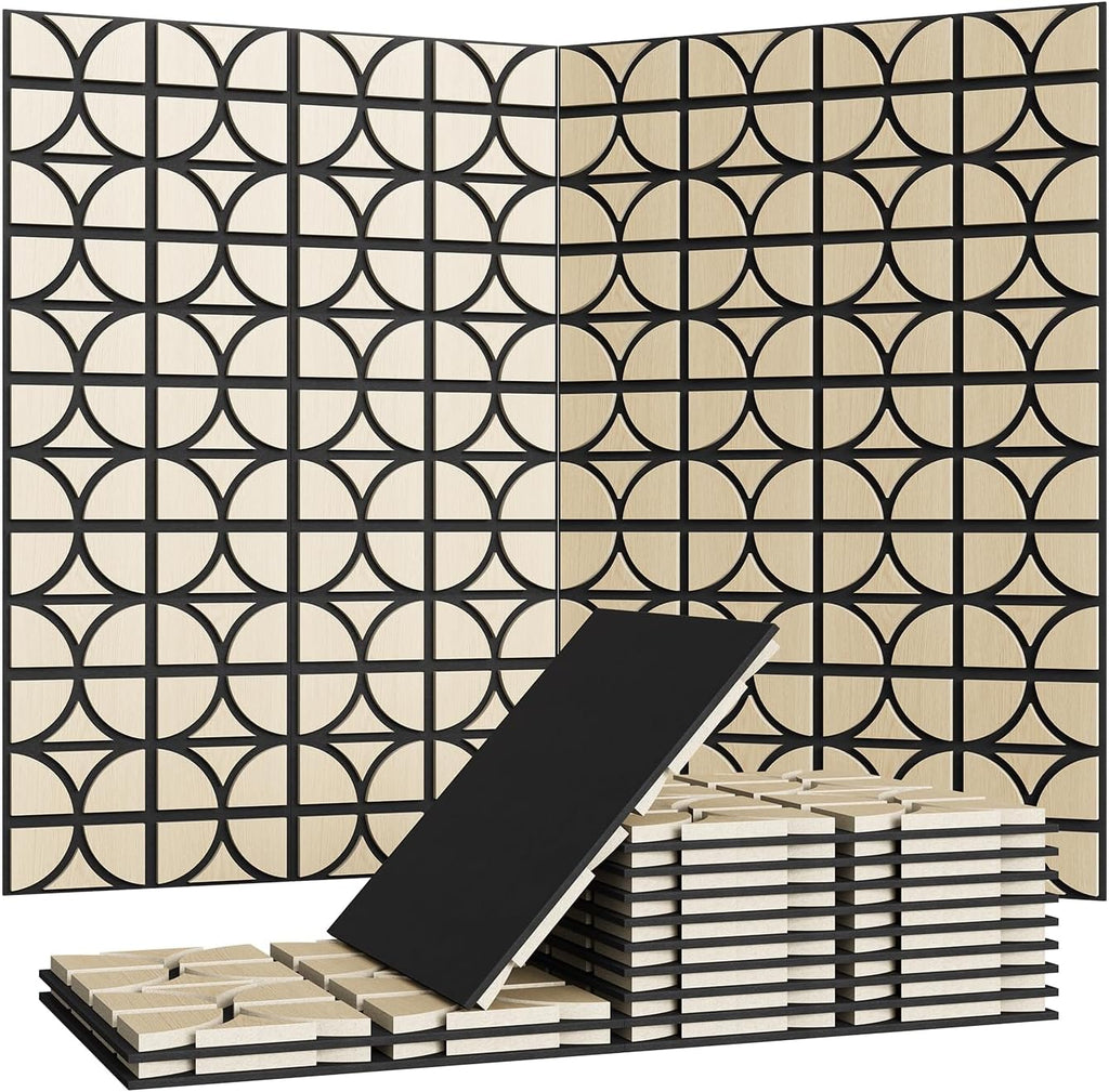 12 Pack Wood Acoustic Wall Panels, Walnut