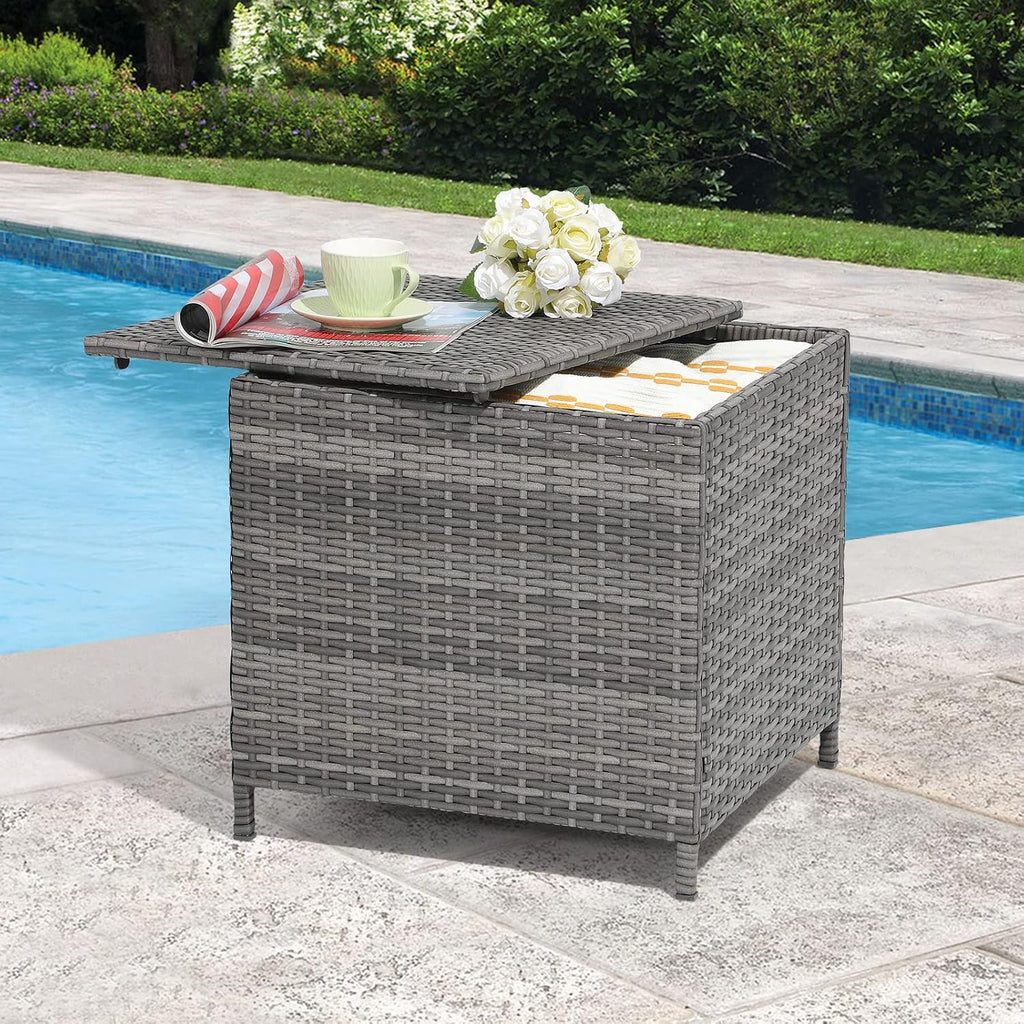 Garden Square Rattan Storage End Table