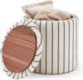 18" Round Storage Ottoman With Detachable Tray