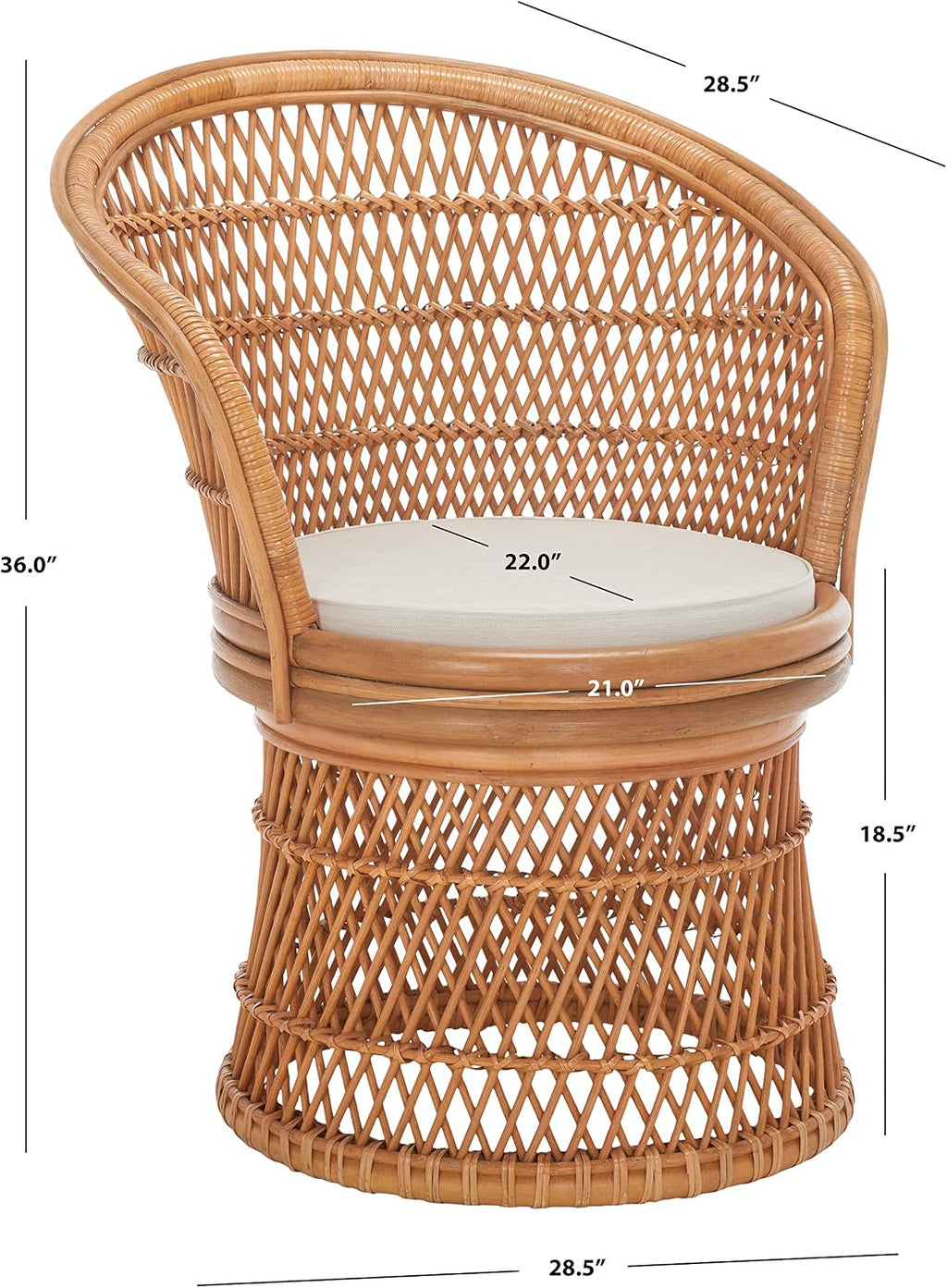 Rattan Swivel Accent Chair, Natural White