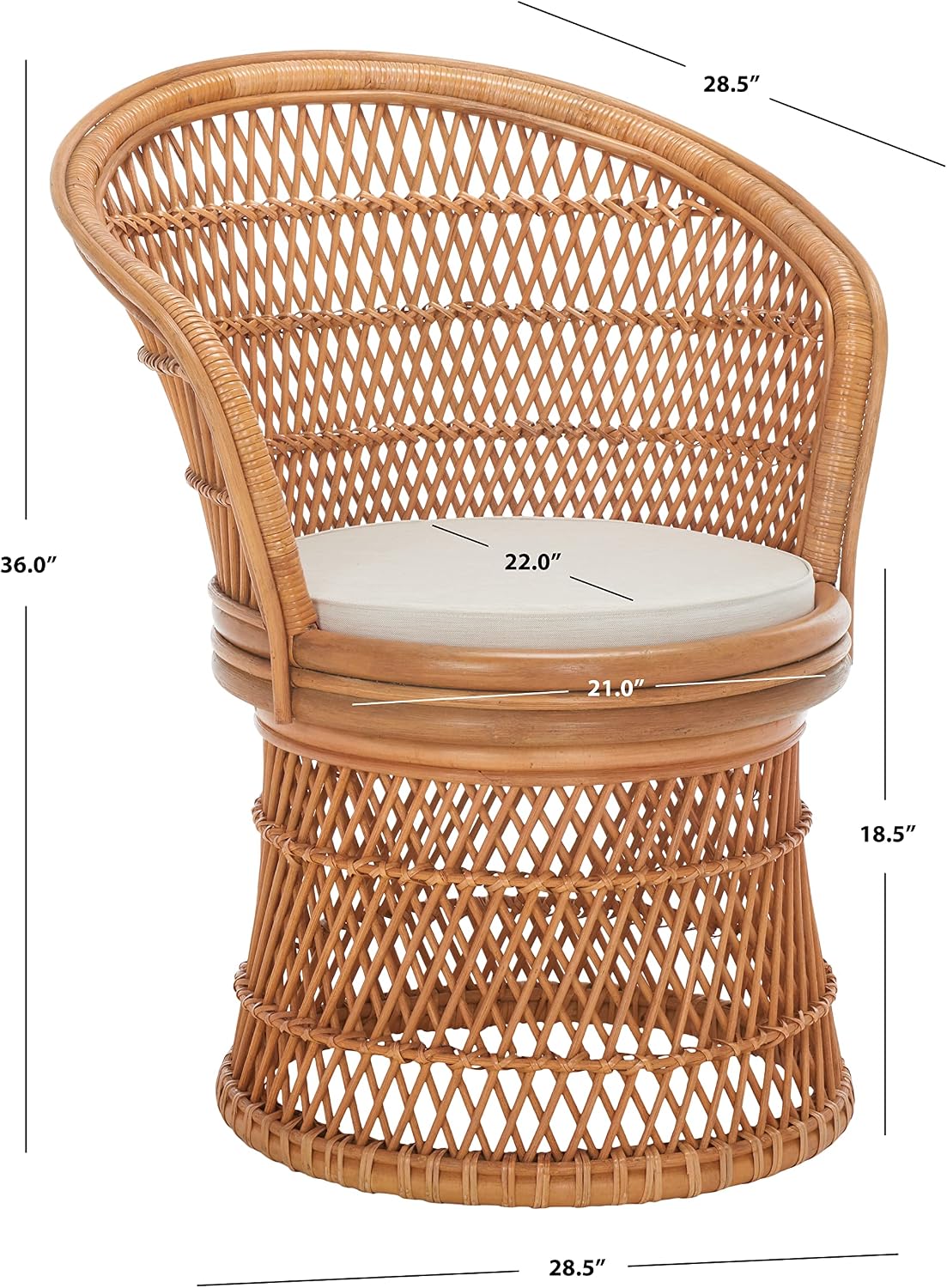 Rattan Swivel Accent Chair, Natural White