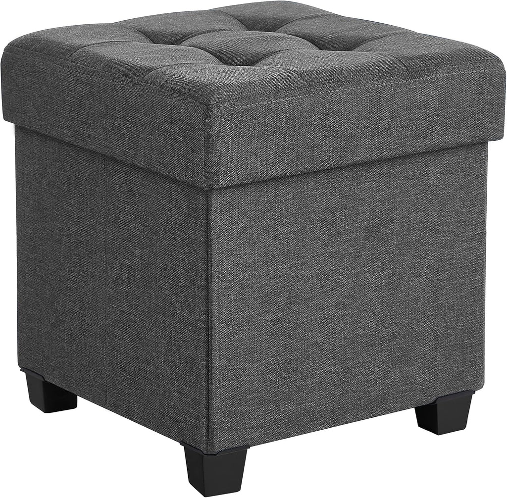 Small Storage Ottoman Foot Stool, Dark Gray