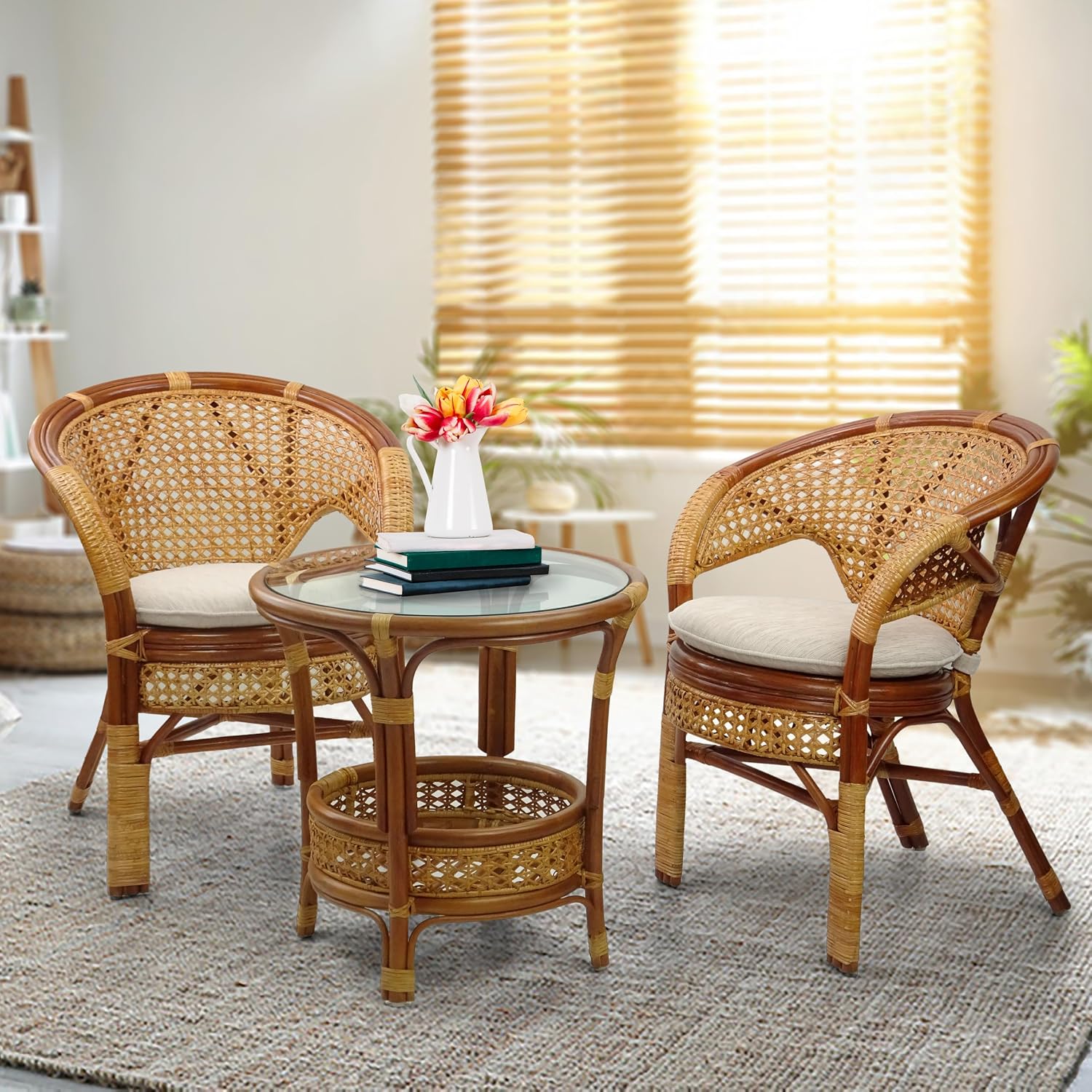 Handmade Rattan Dining Chair, Colonial