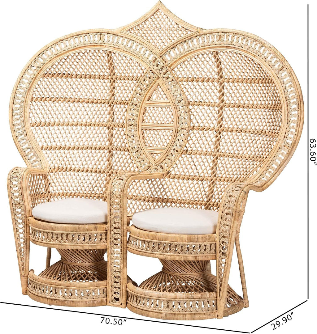 Nerita Natural Rattan 2-Seater Peacock Chair