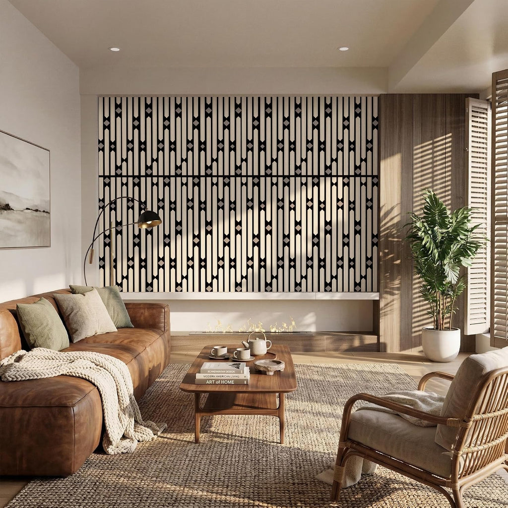 4 Pack PVC Geometric Acoustic Wall Panels, Grey Natural