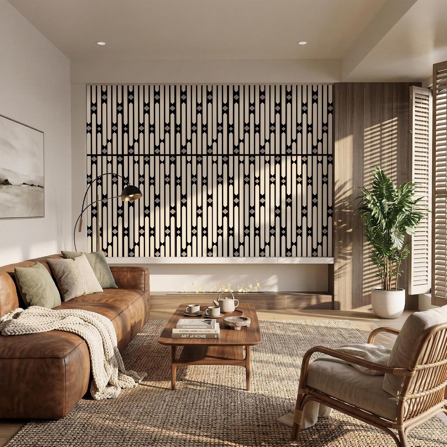 4 Pack PVC Geometric Acoustic Wall Panels, Grey Natural