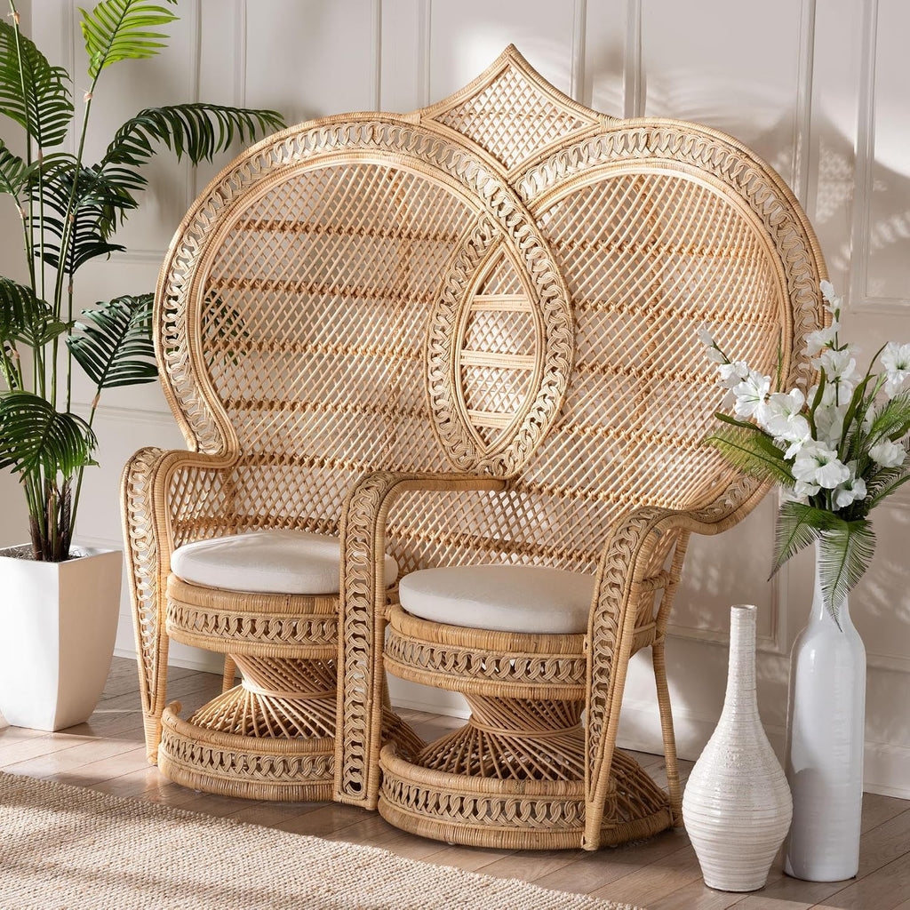 Nerita Natural Rattan 2-Seater Peacock Chair