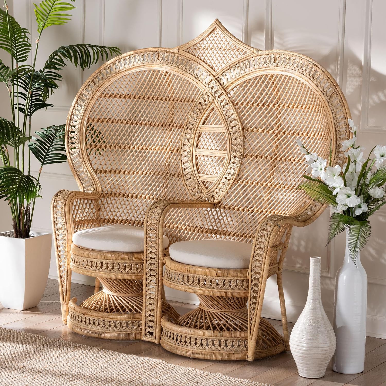 Nerita Natural Rattan 2-Seater Peacock Chair