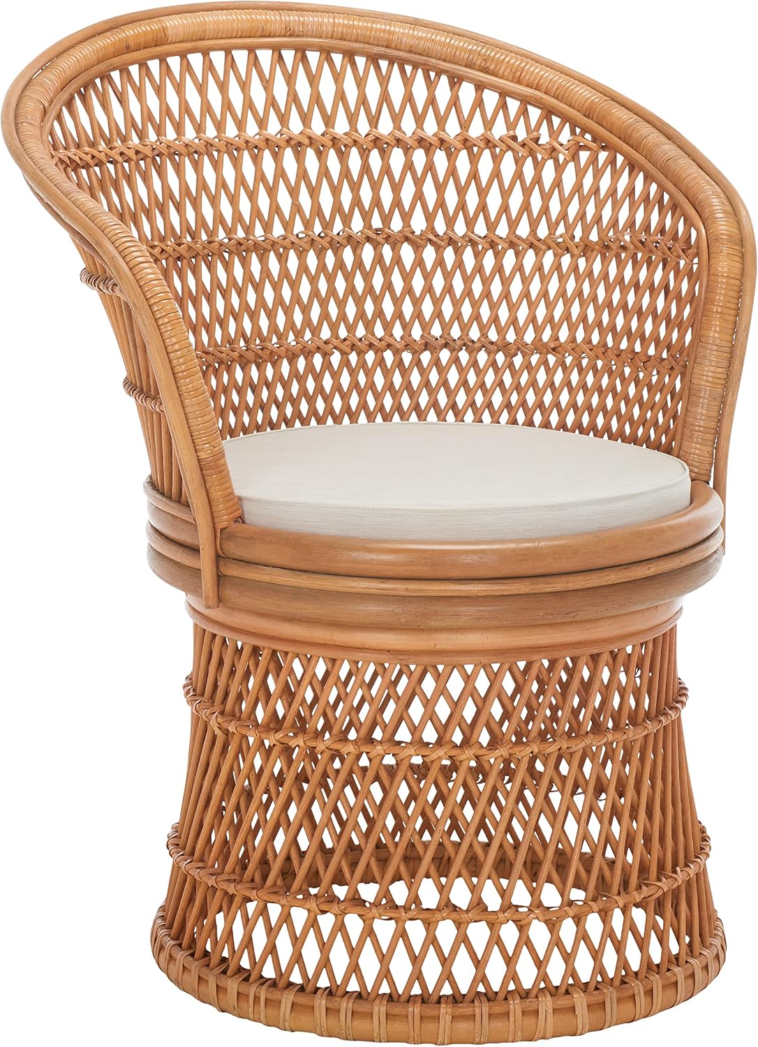 Rattan Swivel Accent Chair, Natural White