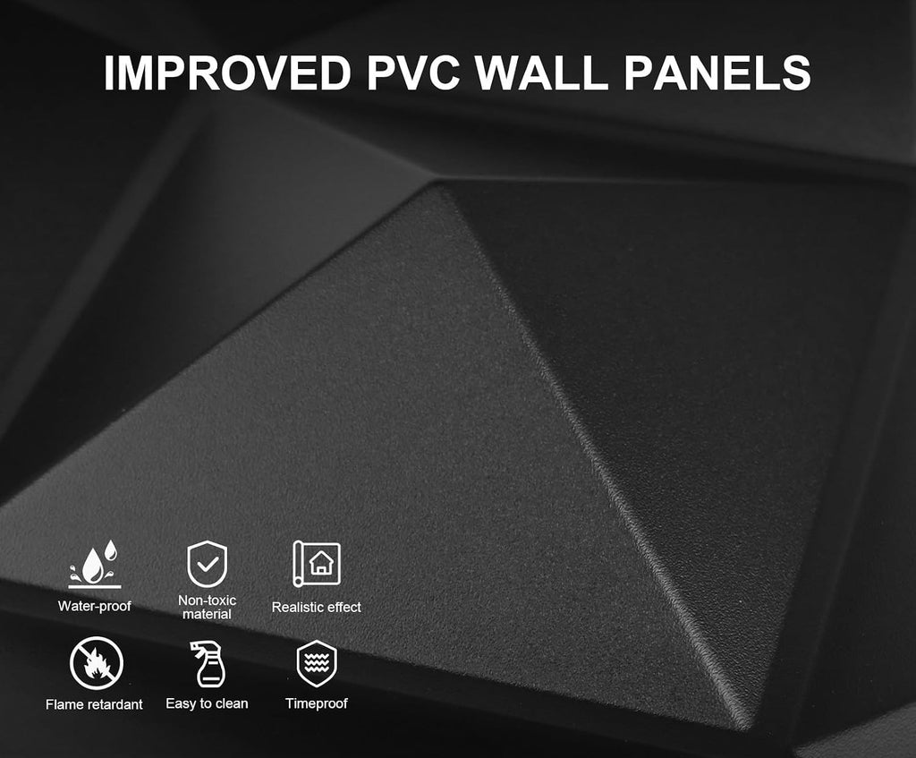 33 Pack Black PVC 3D Geometric Wall Panels